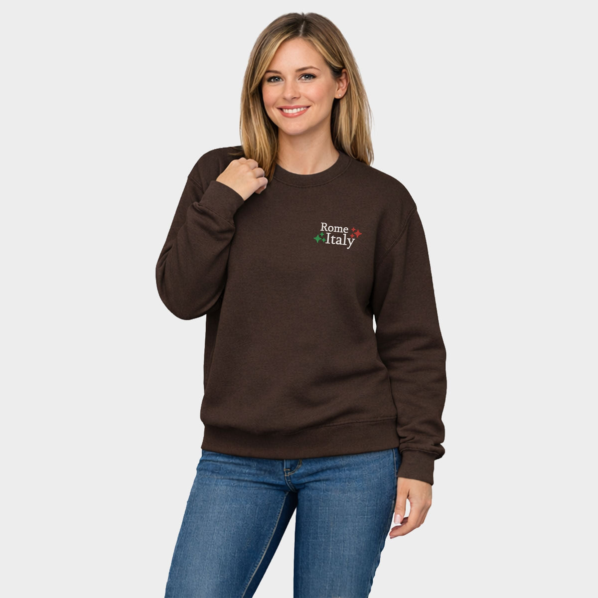 Embroidered Rome Italy Stars -  Women's Graphic Sweatshirt