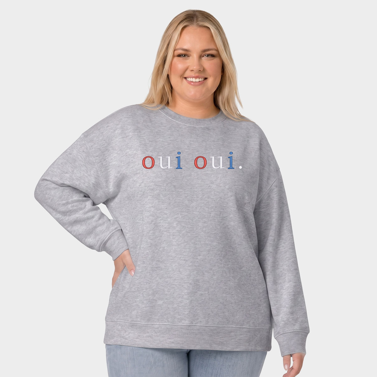 Embroidered Oui Oui Typewriter - Women's Plus Sweatshirt
