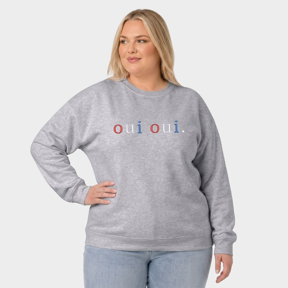 Embroidered Oui Oui Typewriter - Women's Plus Sweatshirt