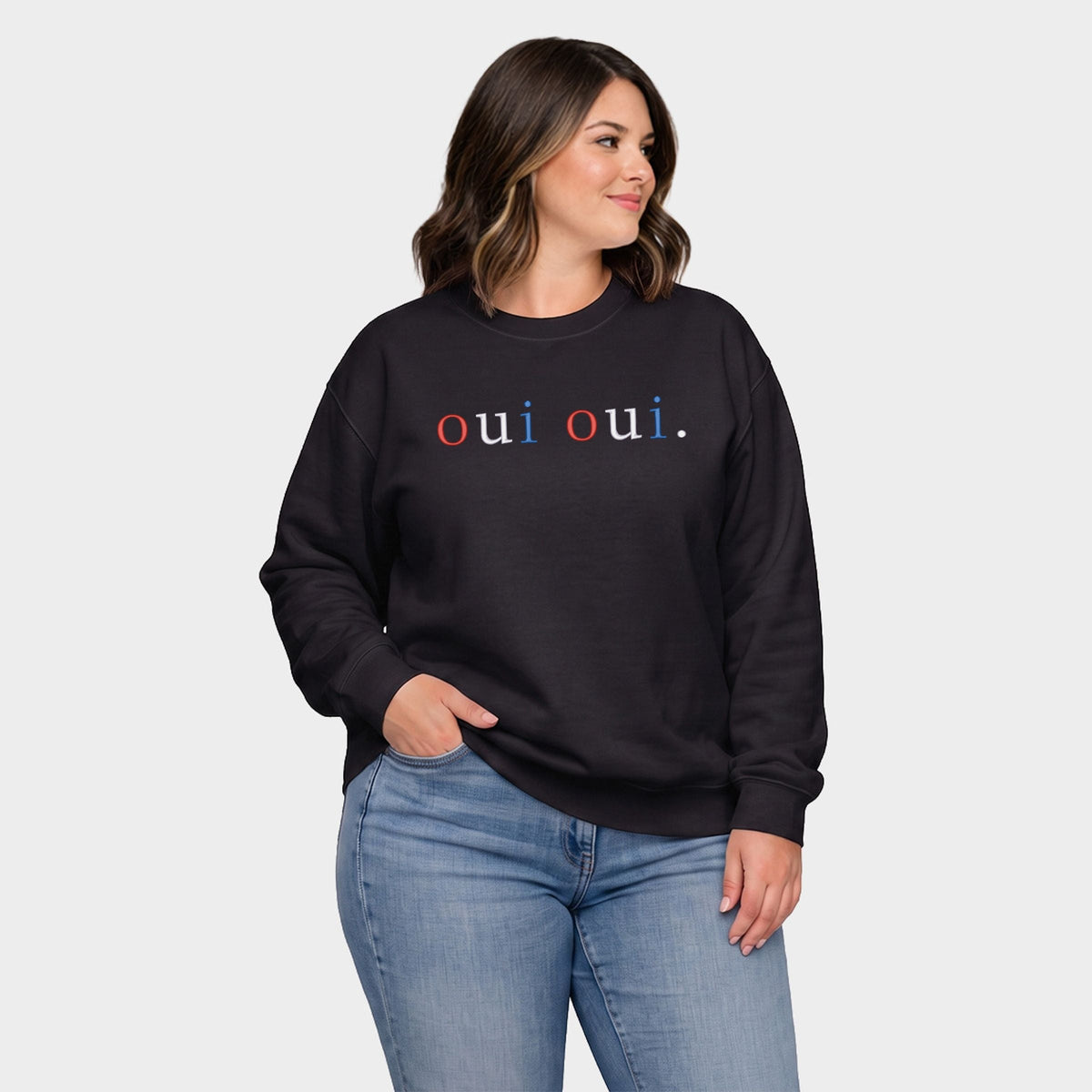 Embroidered Oui Oui Typewriter - Women's Plus Sweatshirt