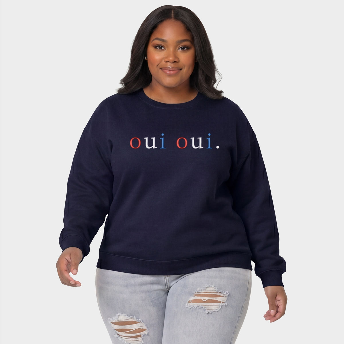 Embroidered Oui Oui Typewriter - Women's Plus Sweatshirt