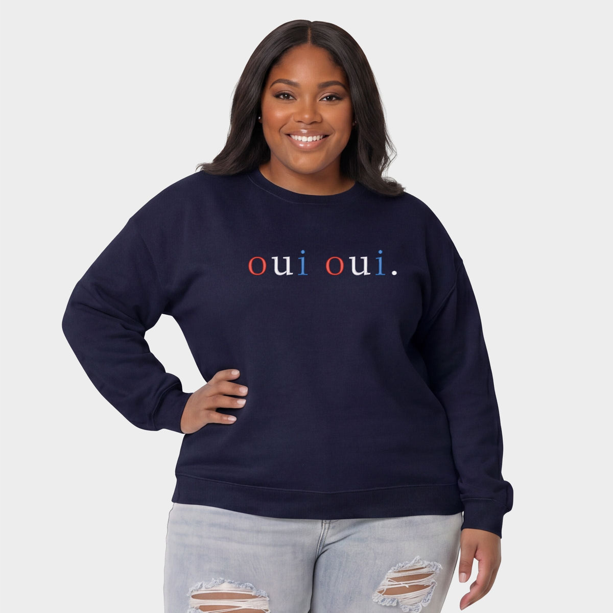Embroidered Oui Oui Typewriter - Women's Plus Sweatshirt