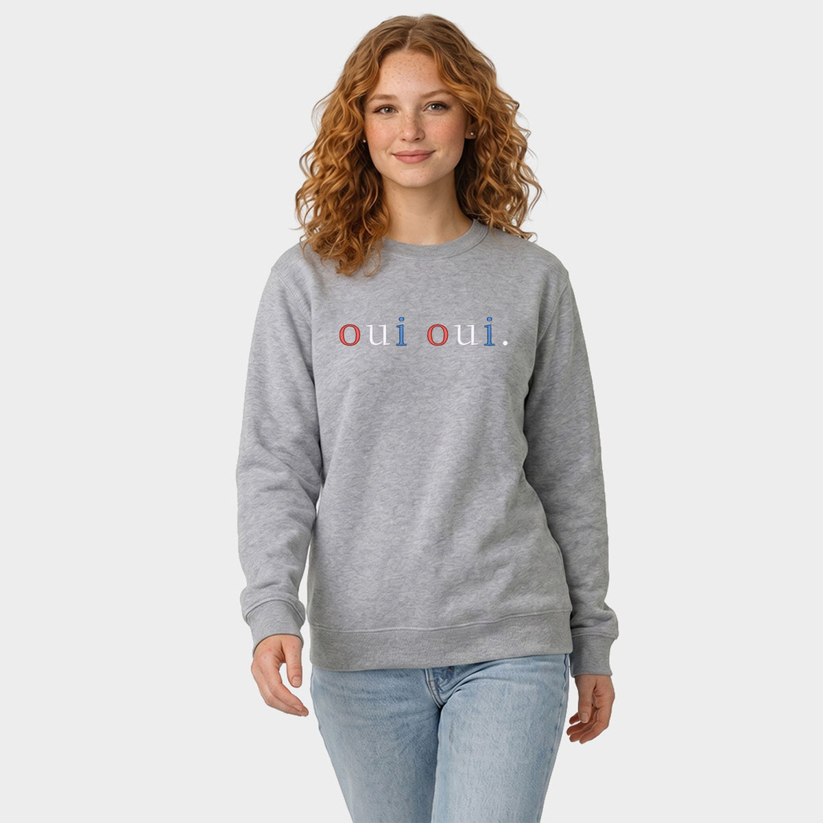 Embroidered Oui Oui Typewriter - Women's Graphic Sweatshirt