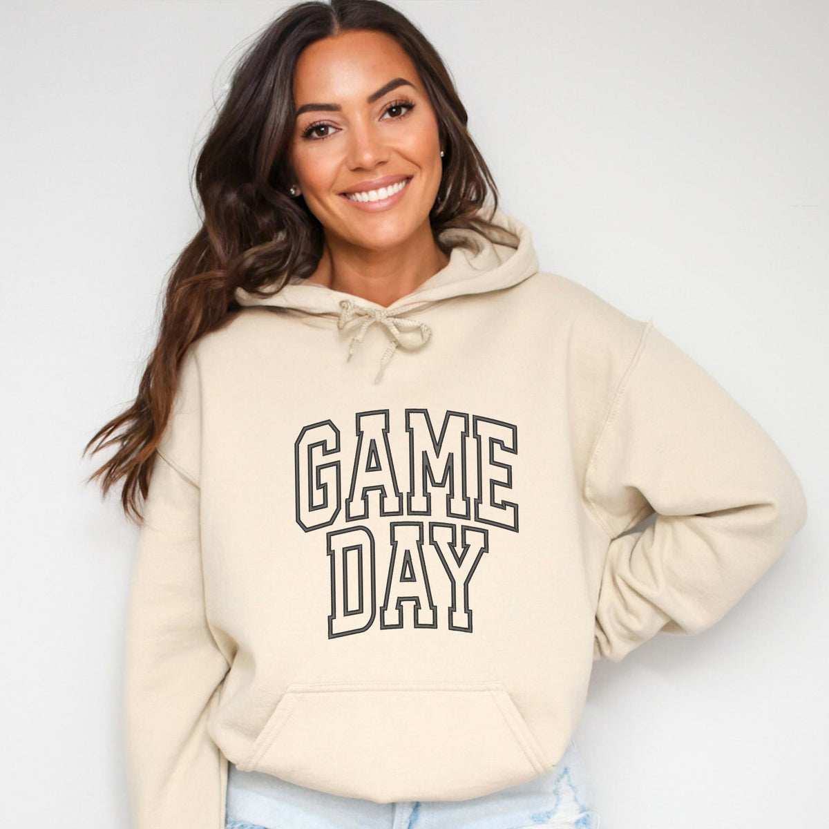 Embroidered Game Day Arched - Women's Graphic Hoodie