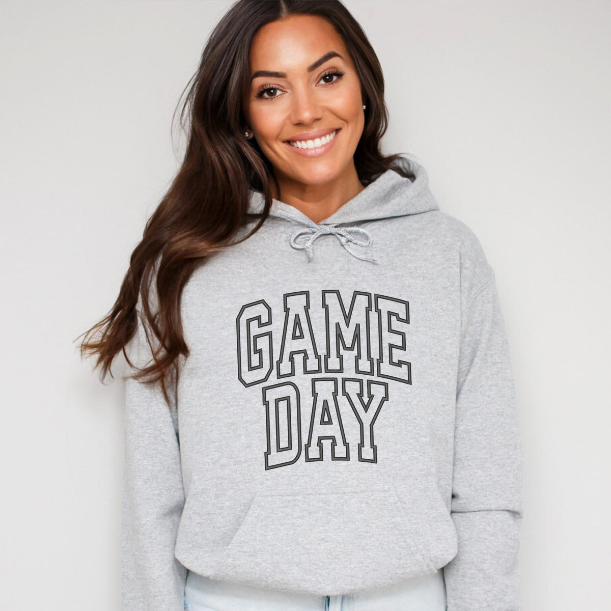 Embroidered Game Day Arched - Women's Graphic Hoodie