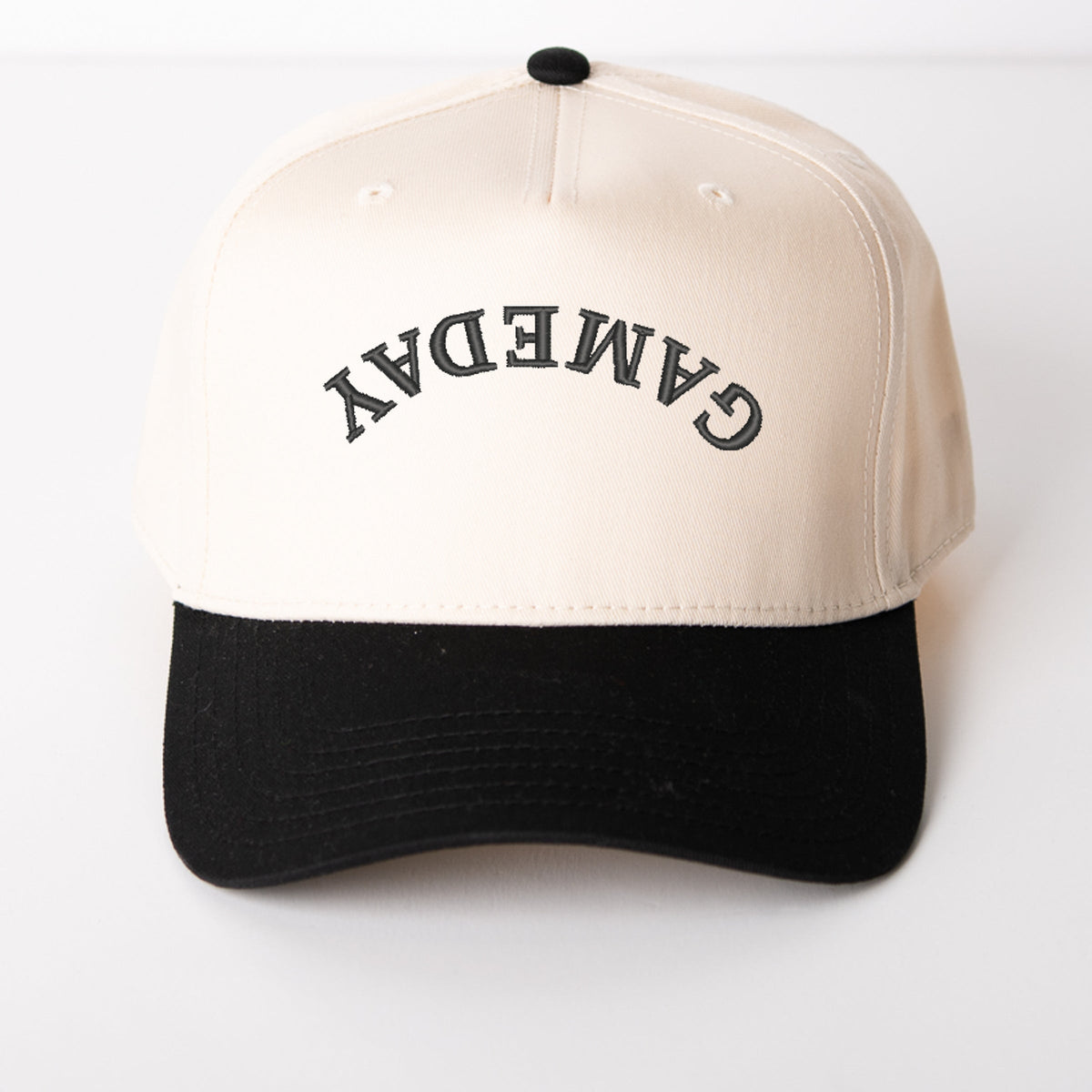 3D Puff Embroidered Game Day Upside Down Arch - Women's Canvas Trucker Hat