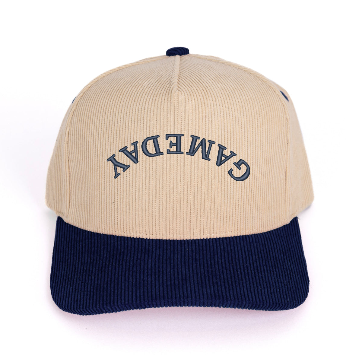 3D Puff Embroidered Game Day Upside Down Arch - Women's Corduroy Trucker Hat