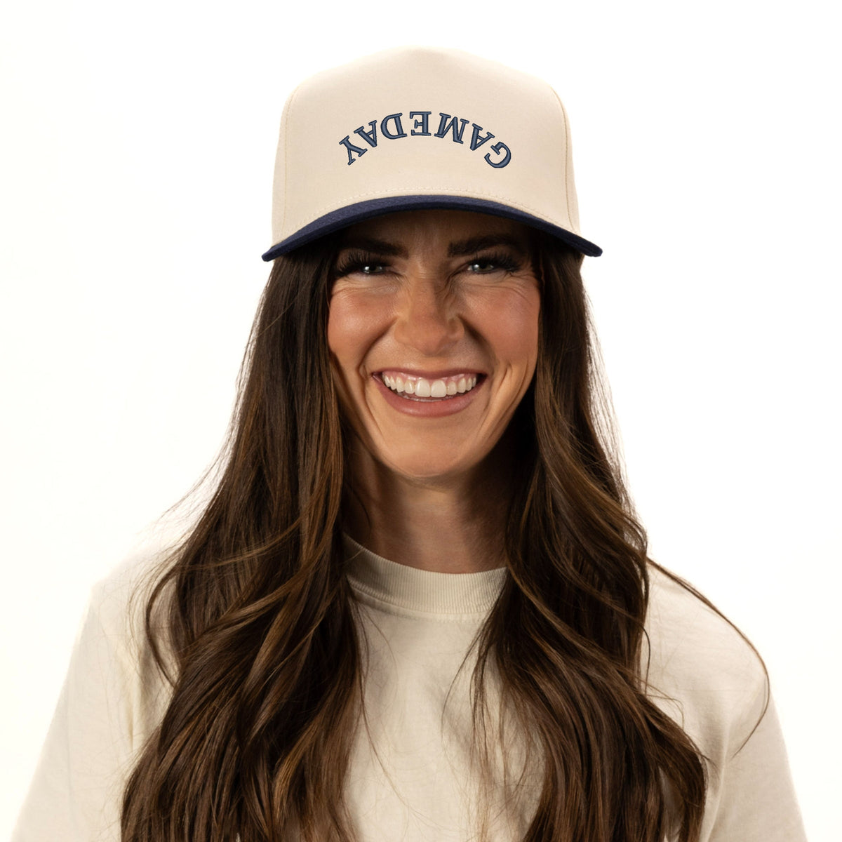 3D Puff Embroidered Game Day Upside Down Arch - Women's Canvas Trucker Hat
