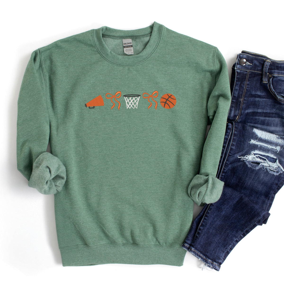 Embroidered Basketball Icons - Women's Graphic Sweatshirt
