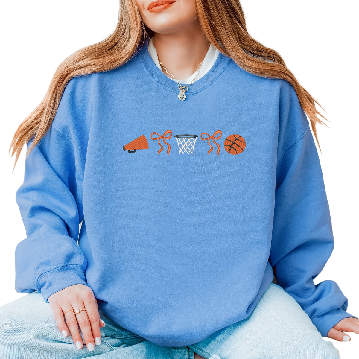 Embroidered Basketball Icons - Women's Graphic Sweatshirt