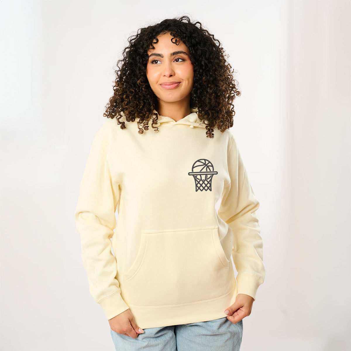 Embroidered Basketball Hoop - Women's Graphic Hoodie