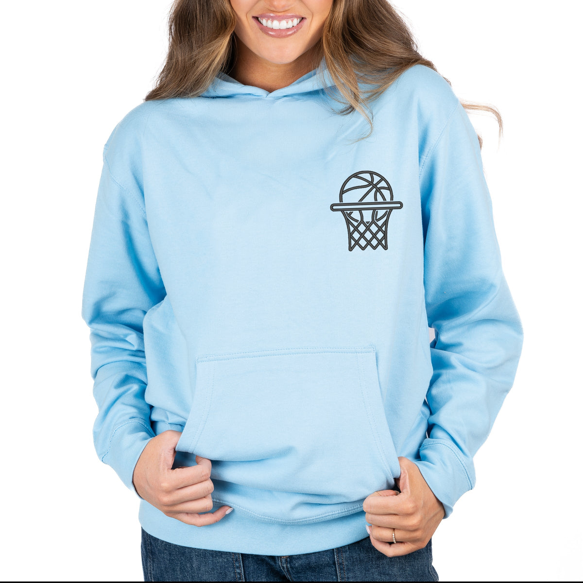 Embroidered Basketball Hoop - Women's Graphic Hoodie