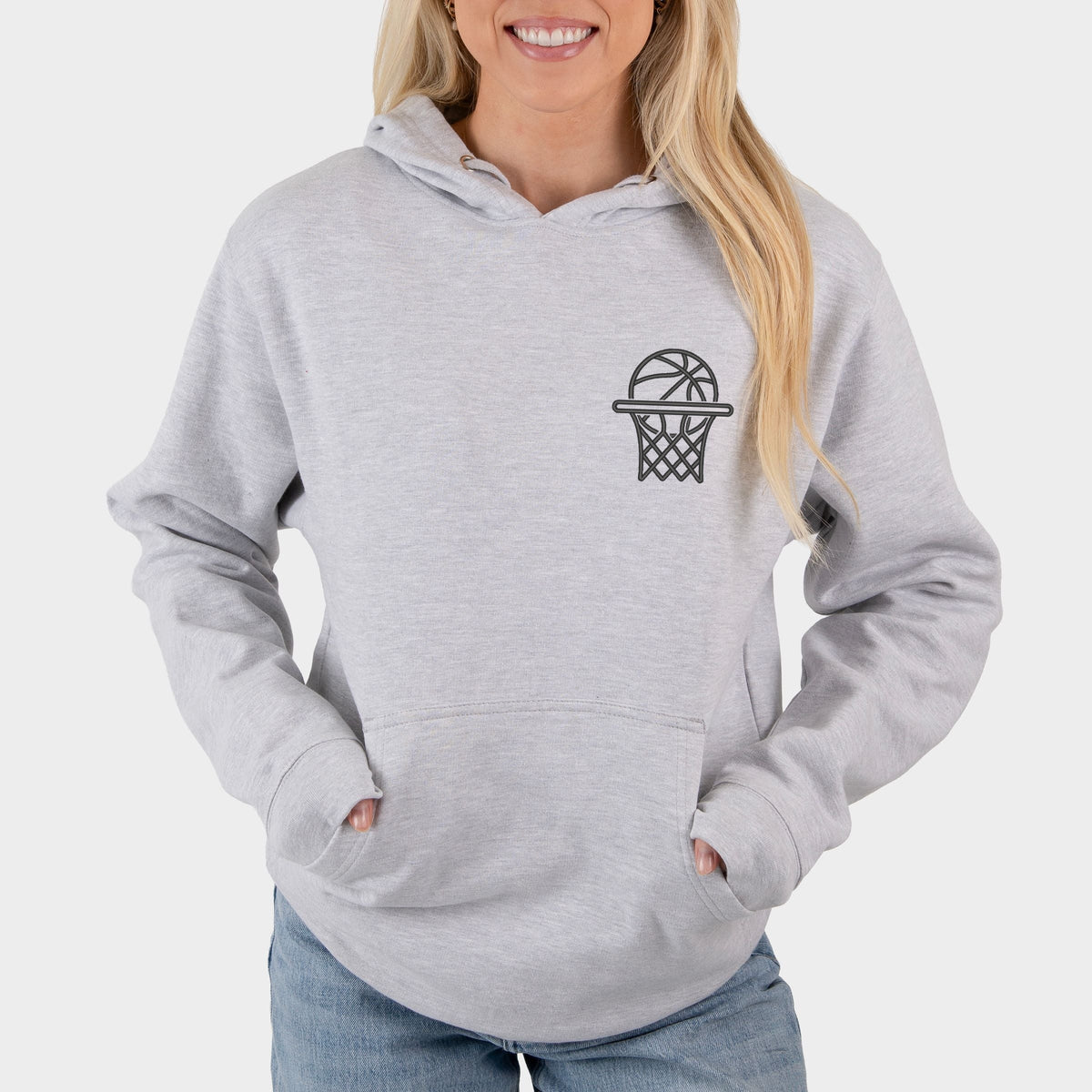 Embroidered Basketball Hoop - Women's Graphic Hoodie