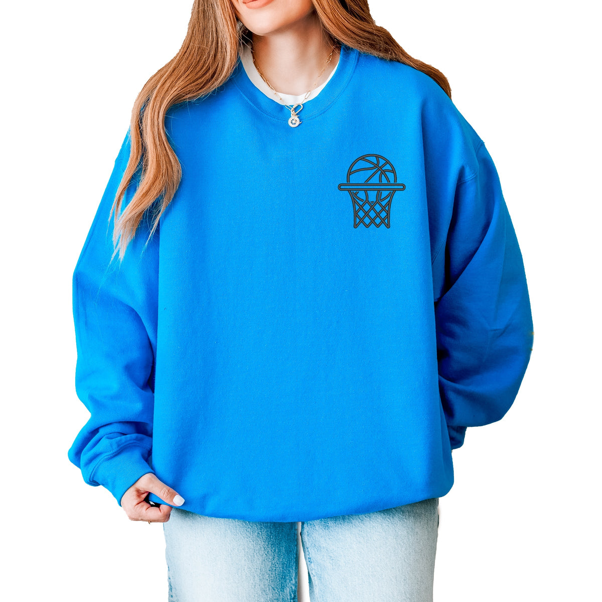 Embroidered Basketball Hoop - Women's Graphic Sweatshirt