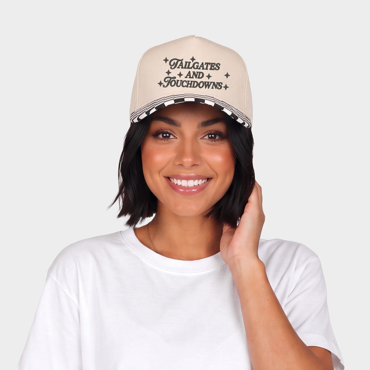 Embroidered Tailgates And Touch Downs Stars - Women's Canvas Trucker Hat