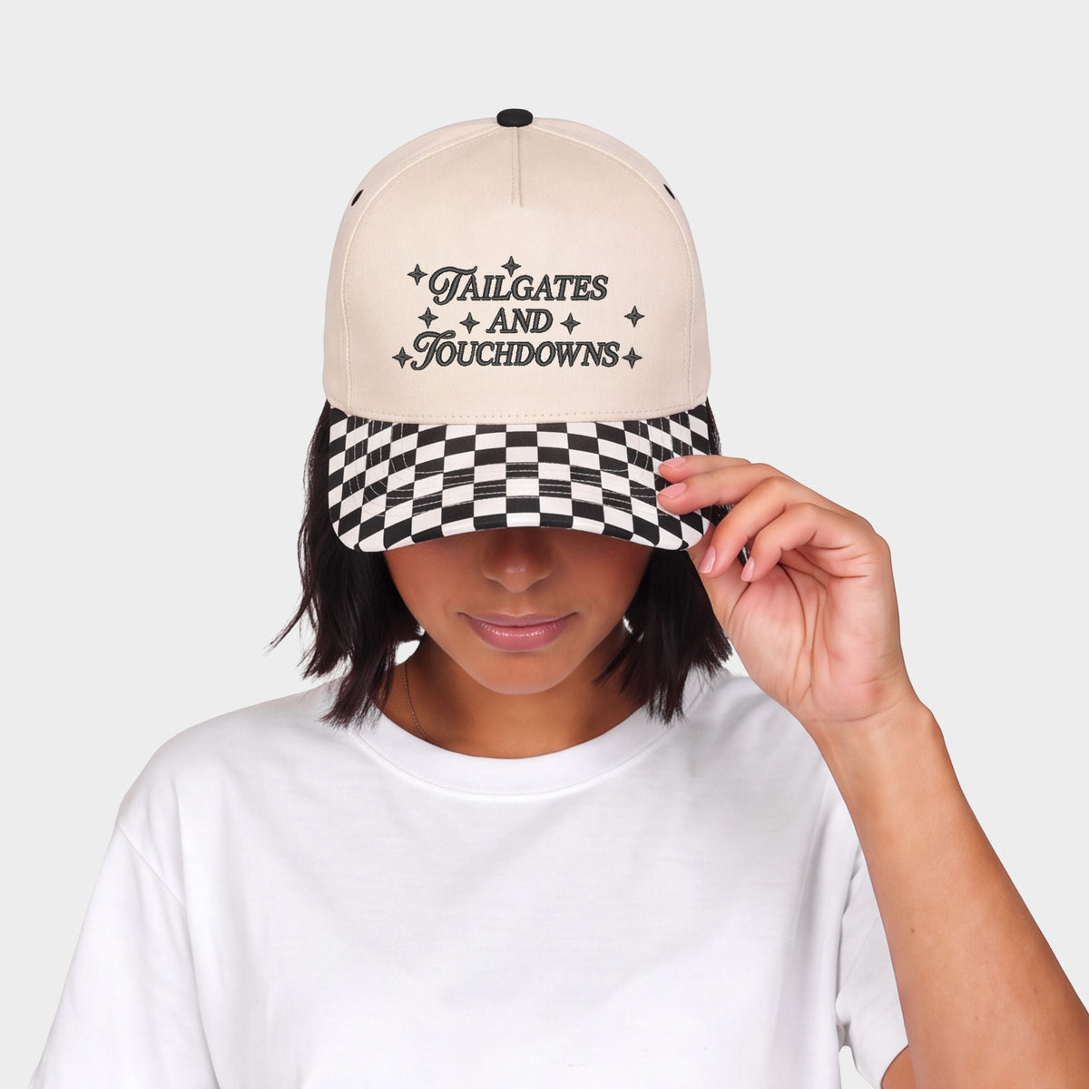 Embroidered Tailgates And Touch Downs Stars - Women's Canvas Trucker Hat