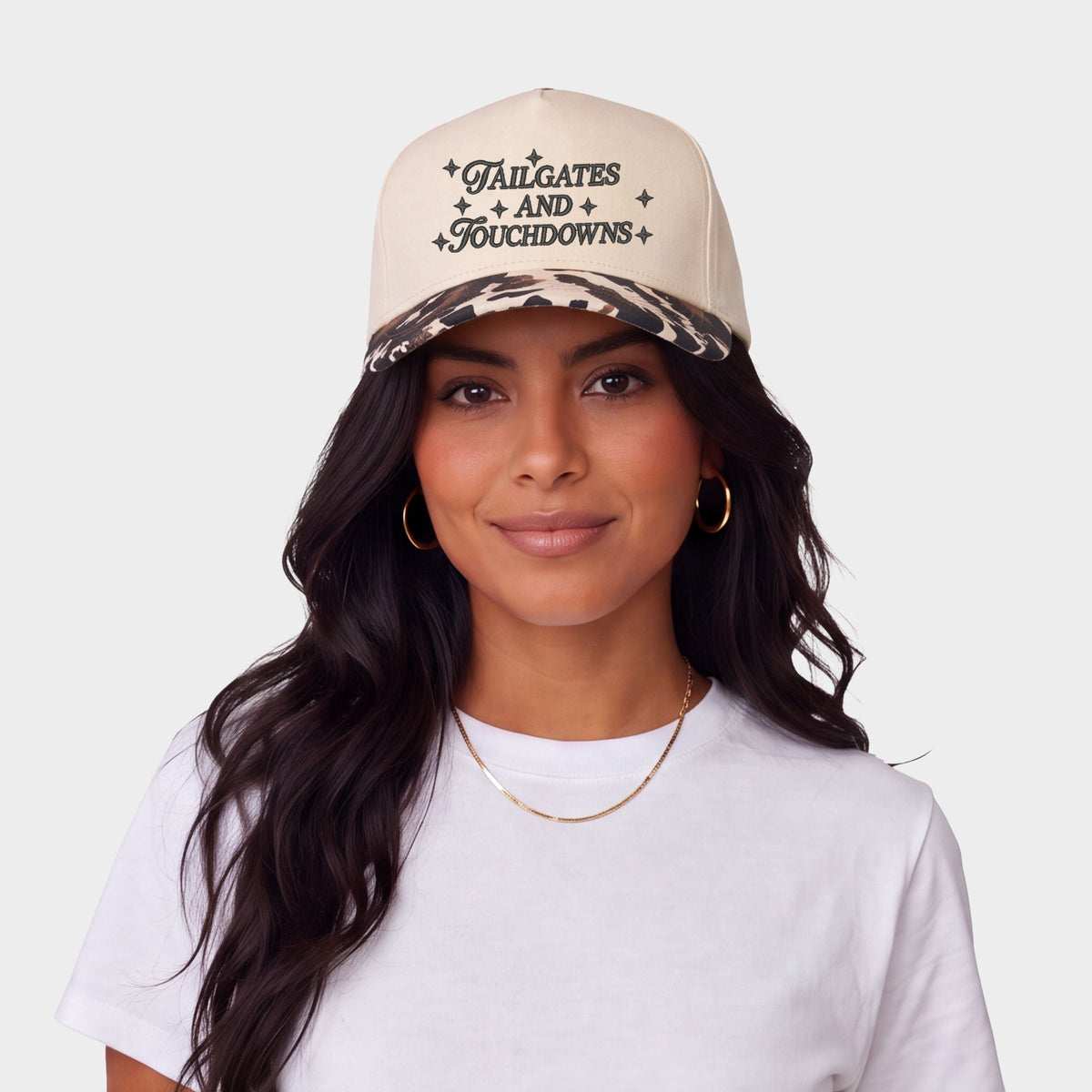 Embroidered Tailgates And Touch Downs Stars - Women's Canvas Trucker Hat