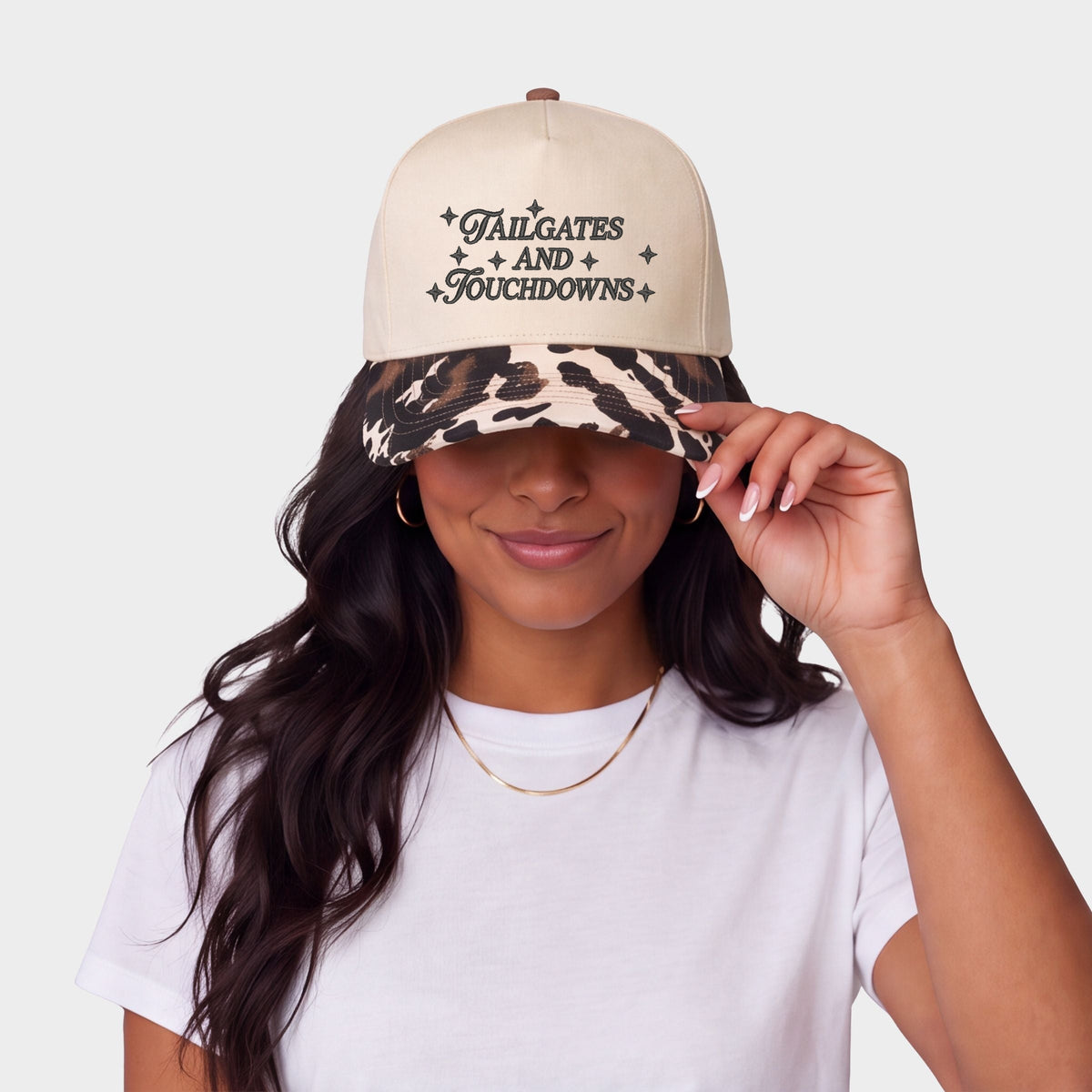 Embroidered Tailgates And Touch Downs Stars - Women's Canvas Trucker Hat