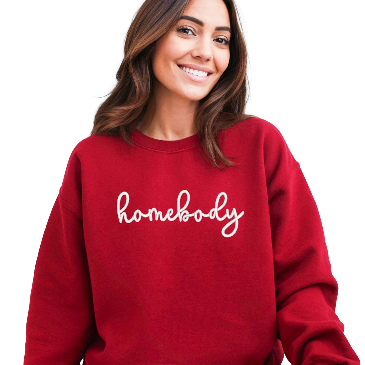 Embroidered Homebody Cursive - Women's Graphic Sweatshirt