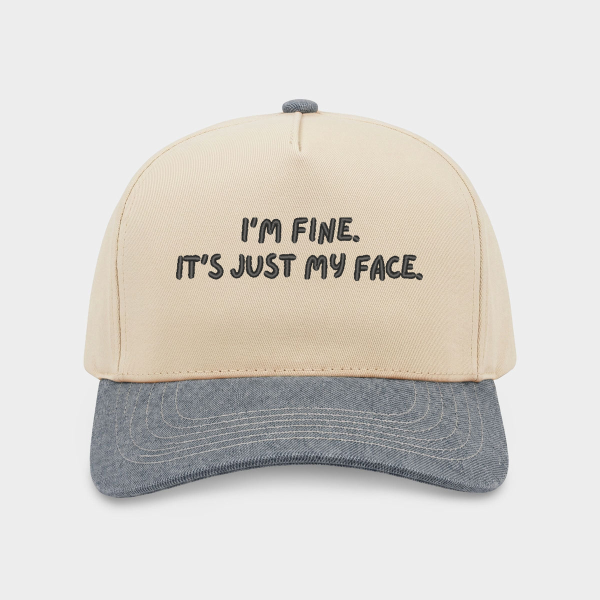 Embroidered It's Just My Face - Women's Canvas Trucker Hat
