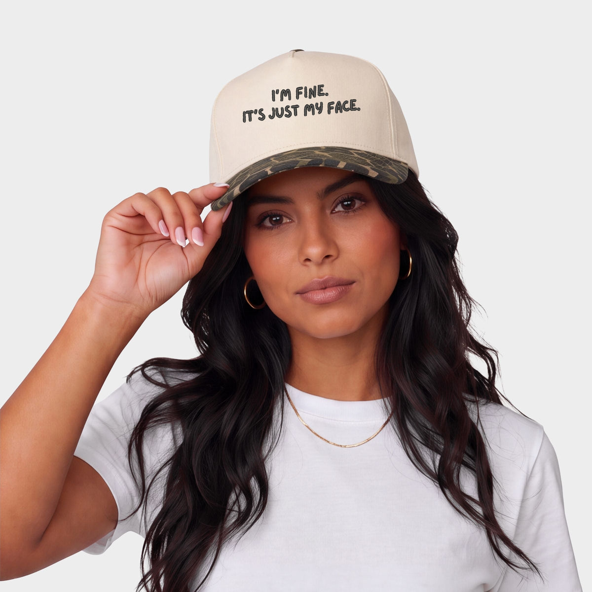 Embroidered It's Just My Face - Women's Canvas Trucker Hat