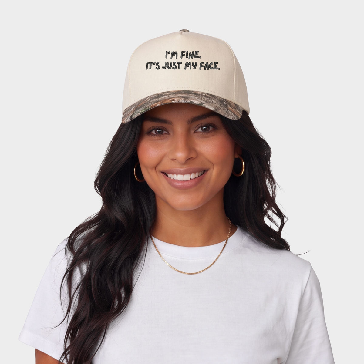Embroidered It's Just My Face - Women's Canvas Trucker Hat