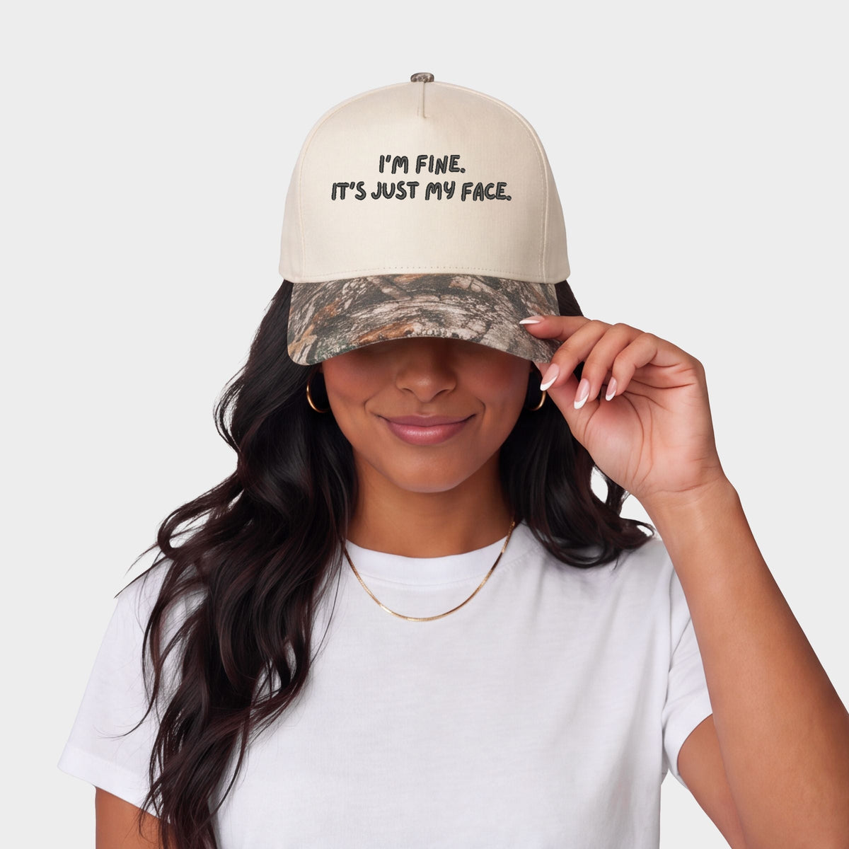 Embroidered It's Just My Face - Women's Canvas Trucker Hat