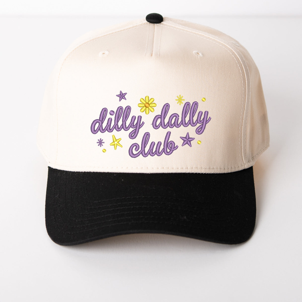 Embroidered Dilly Dally Club Stars - Women's Canvas Trucker Hat