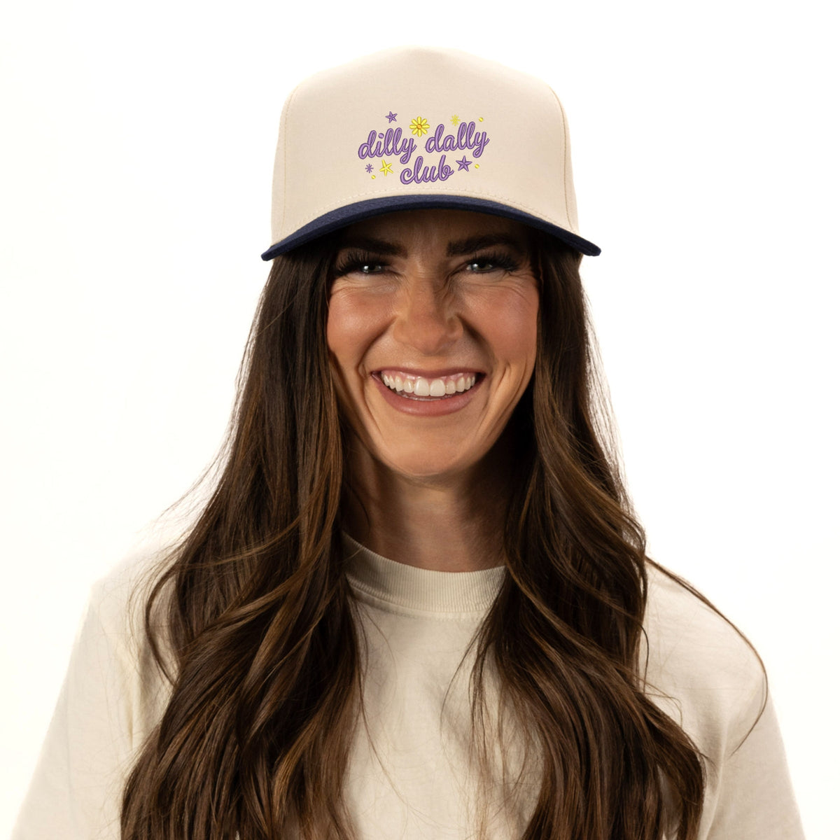 Embroidered Dilly Dally Club Stars - Women's Canvas Trucker Hat