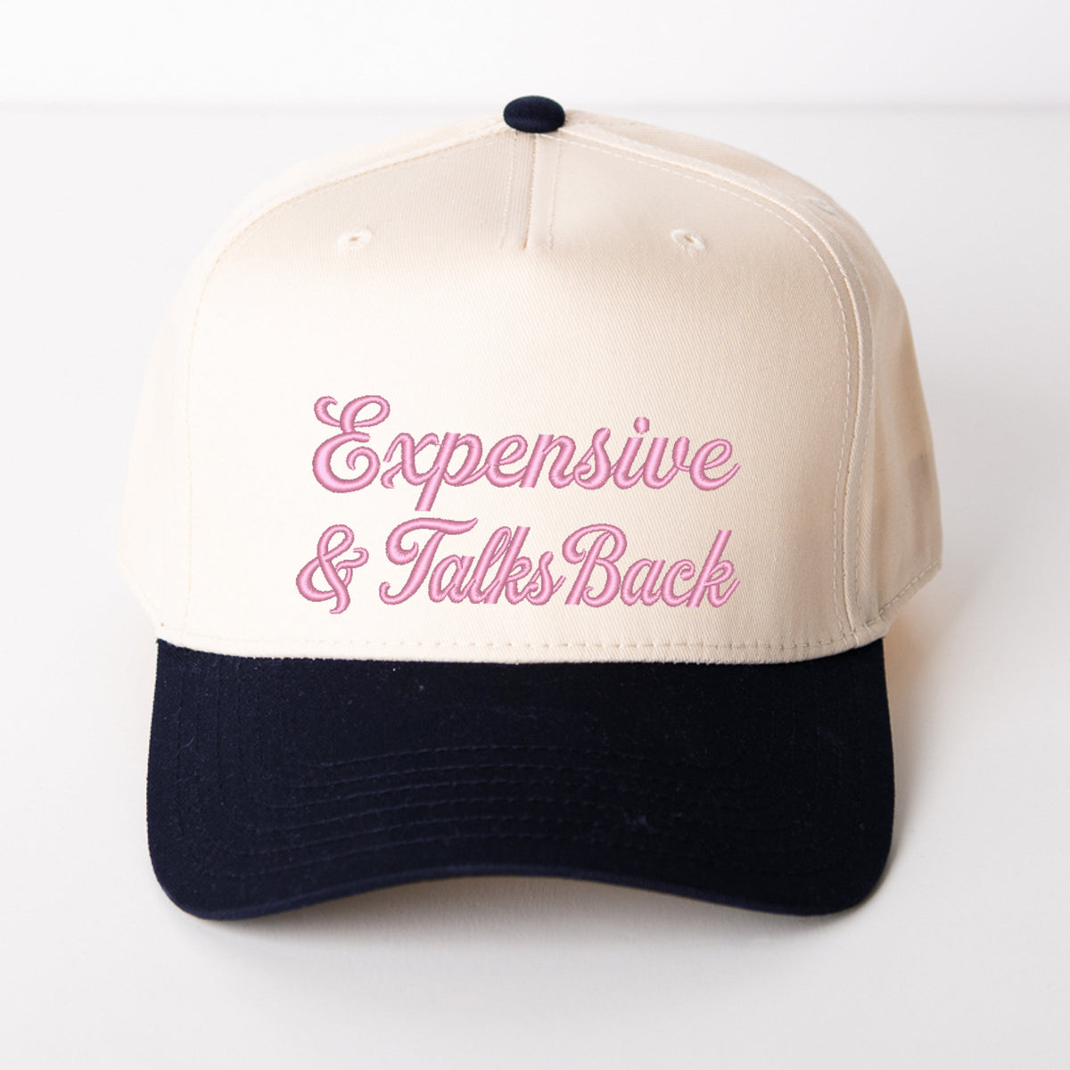 Embroidered Expensive & Talks Back - Women's Canvas Trucker Hat