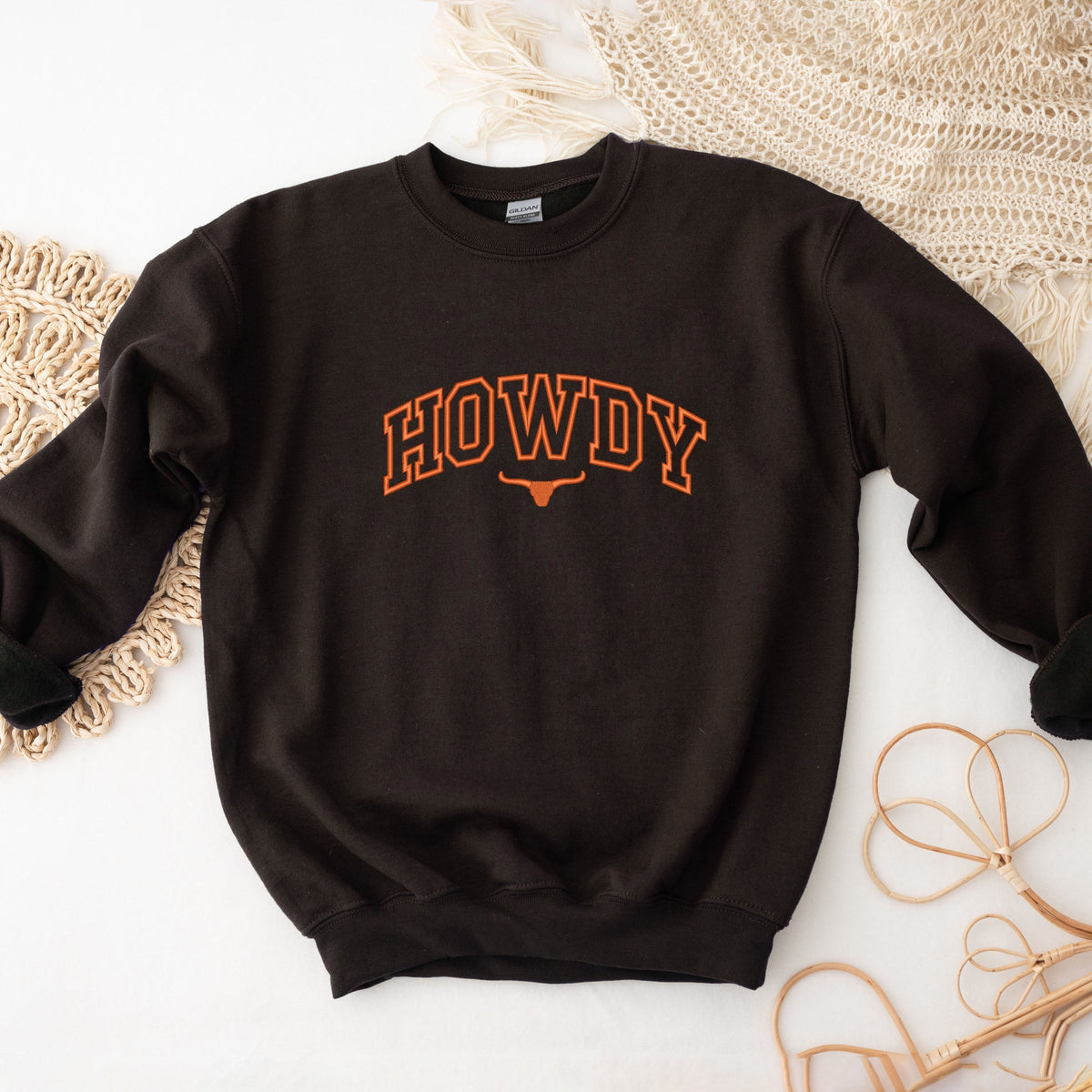 Embroidered Howdy Bull Varsity - Women's Graphic Sweatshirt