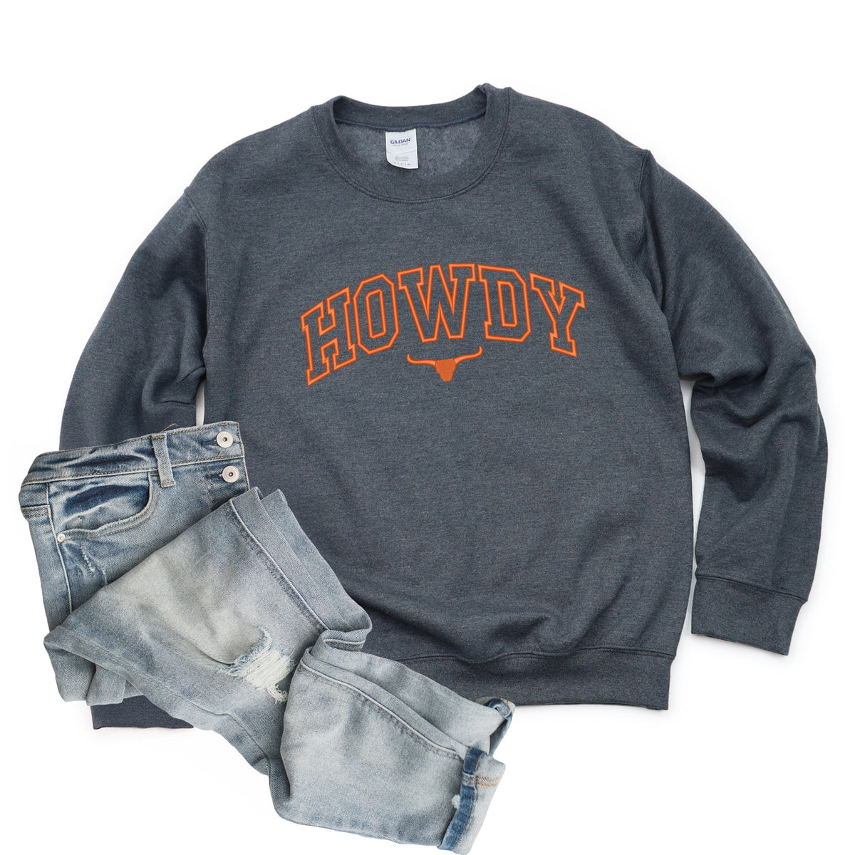Embroidered Howdy Bull Varsity - Women's Graphic Sweatshirt