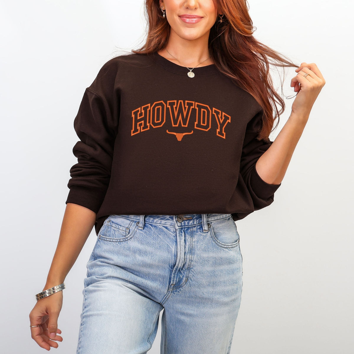 Embroidered Howdy Bull Varsity - Women's Graphic Sweatshirt