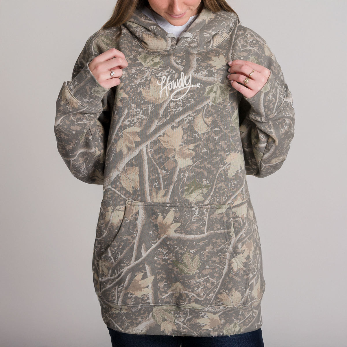 Embroidered Howdy Rope - Camo Hoodie