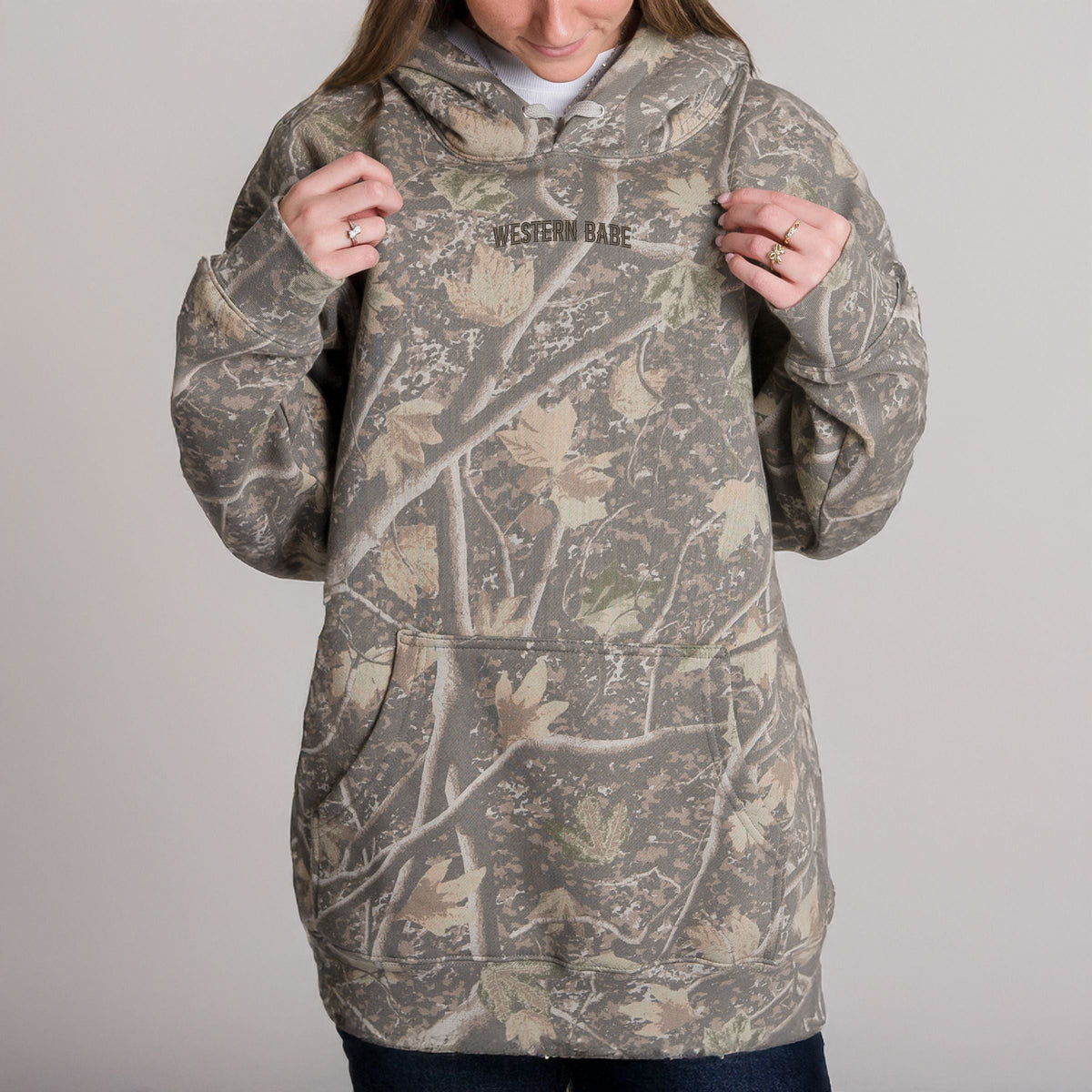 Embroidered Western Babe - Camo Hoodie