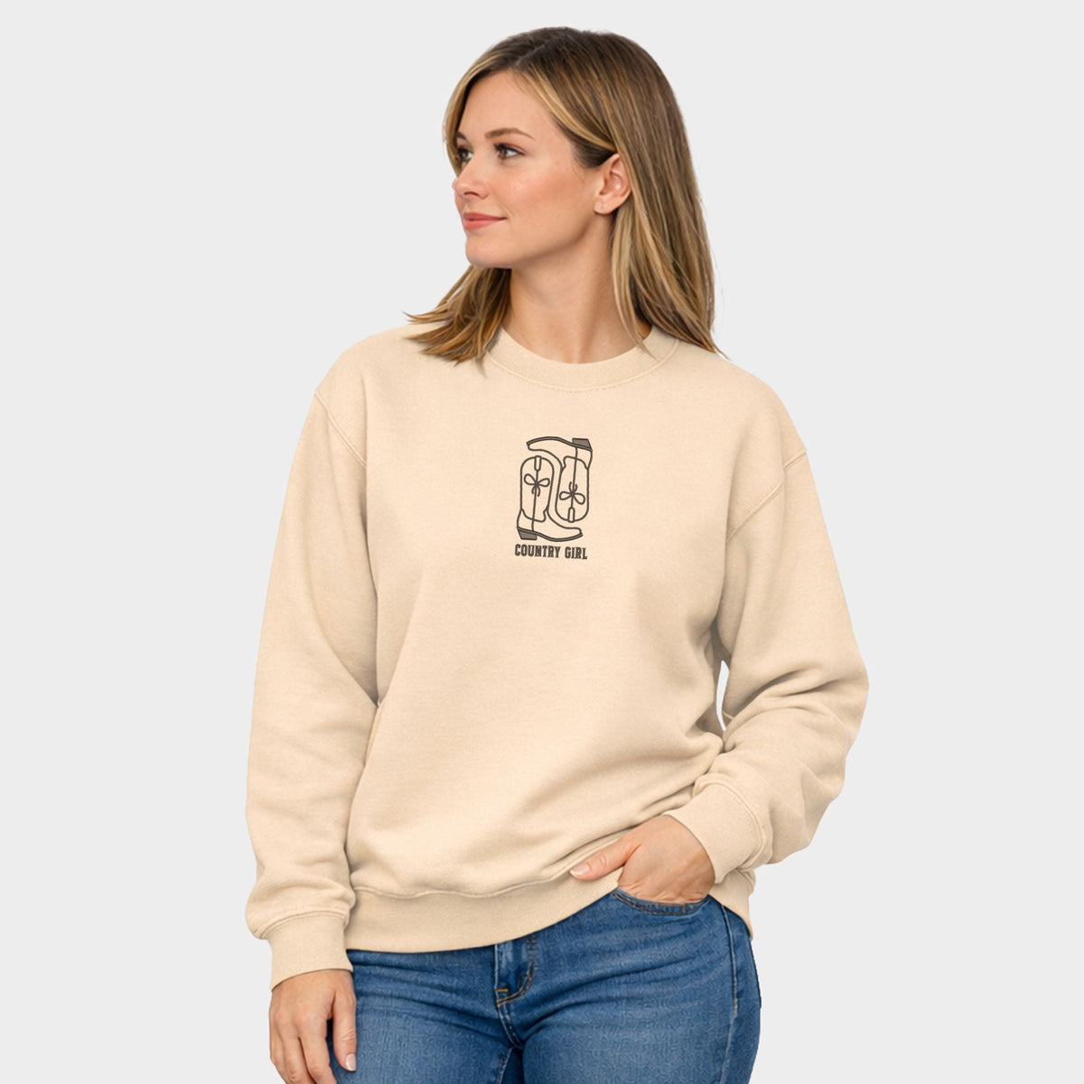 Embroidered Boots Country Girl - Women's Graphic Sweatshirt