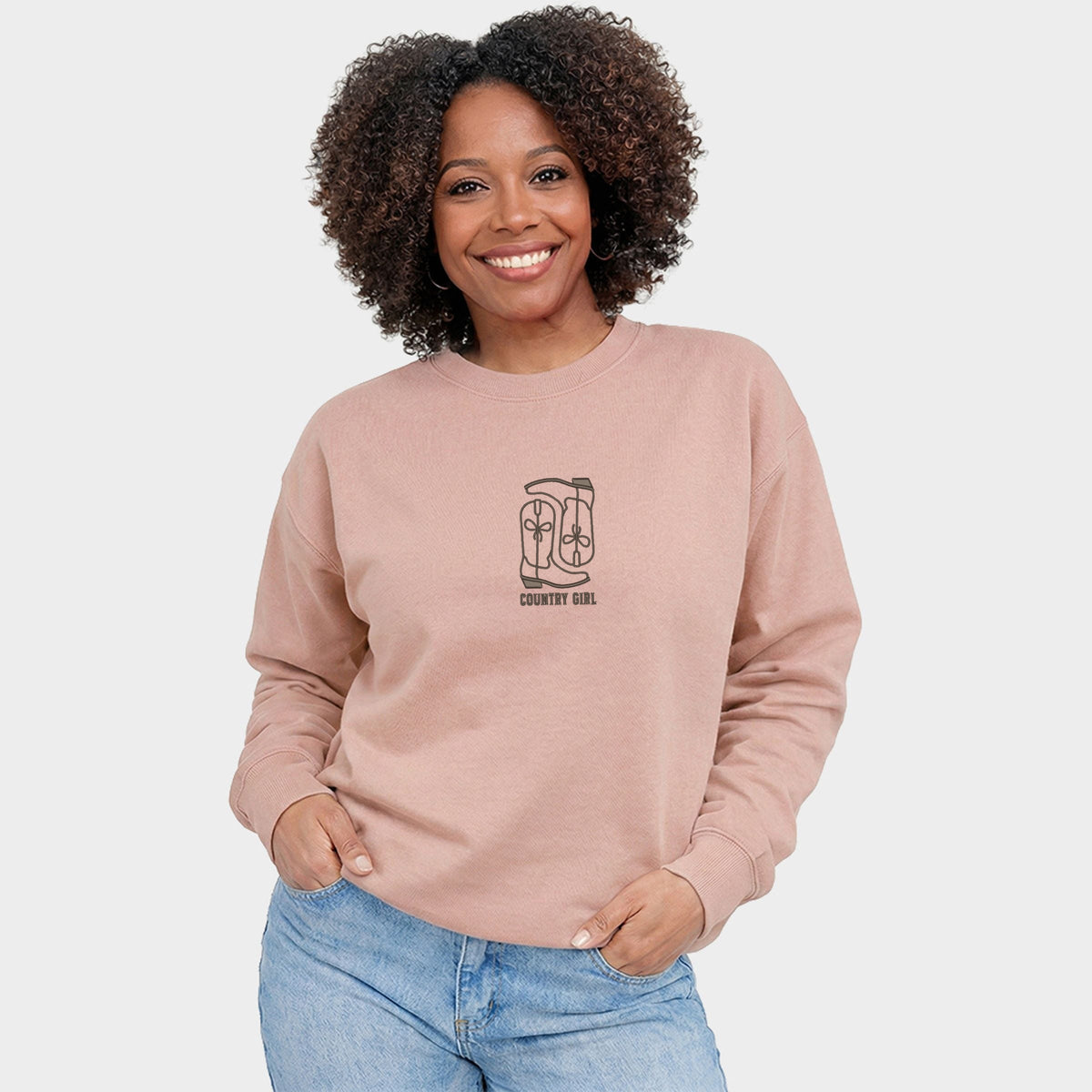 Embroidered Boots Country Girl - Women's Graphic Sweatshirt