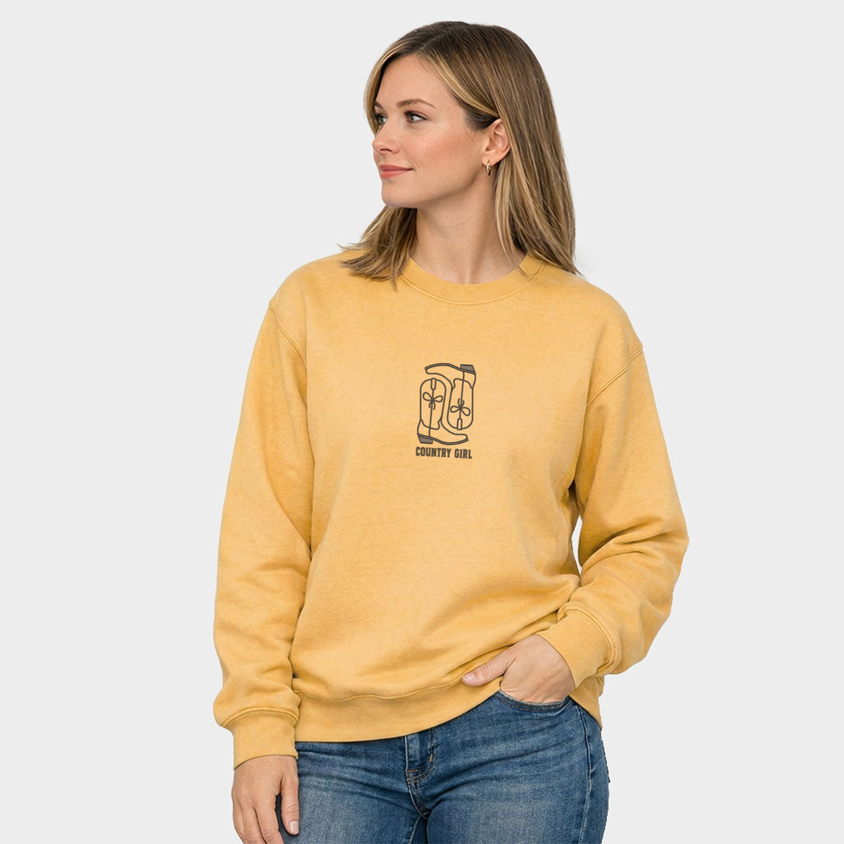 Embroidered Boots Country Girl - Women's Graphic Sweatshirt