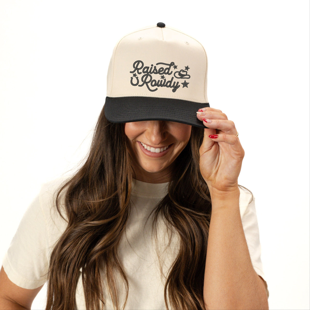 Embroidered Raised Rowdy - Women's Canvas Trucker Hat