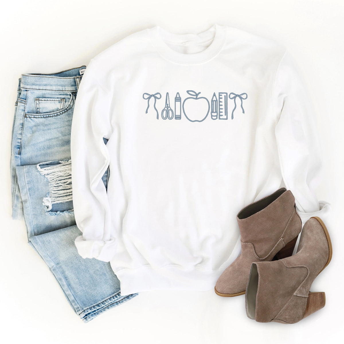 Embroidered Bows School Icons - Women's Graphic Sweatshirt