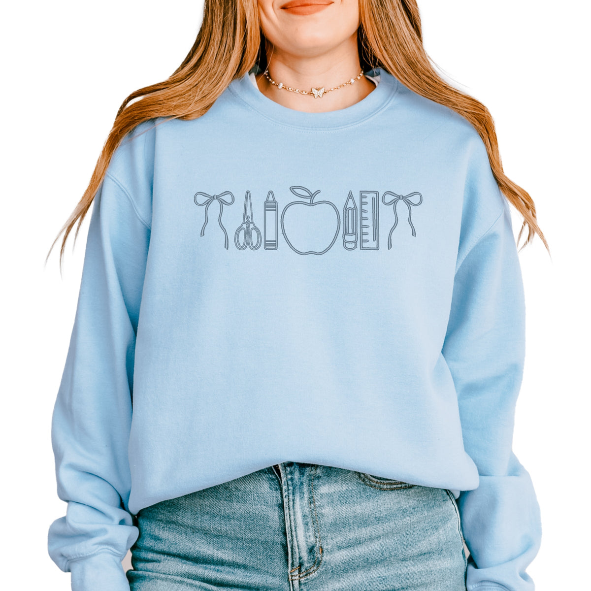 Embroidered Bows School Icons - Women's Graphic Sweatshirt