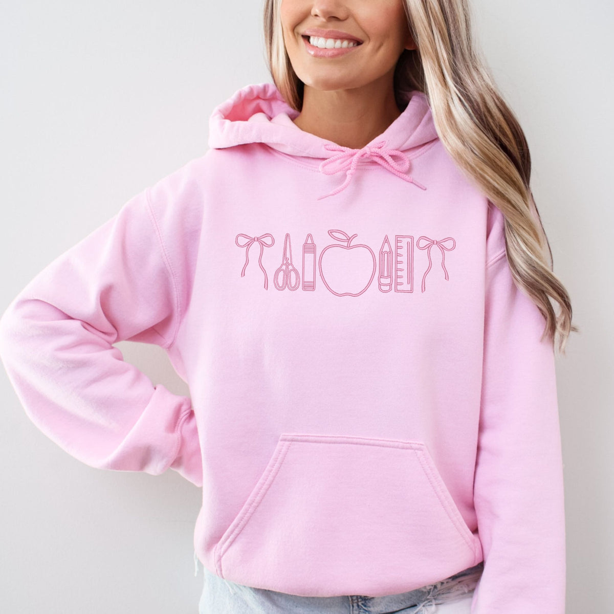 Embroidered Bows School Icons - Women's Graphic Hoodie