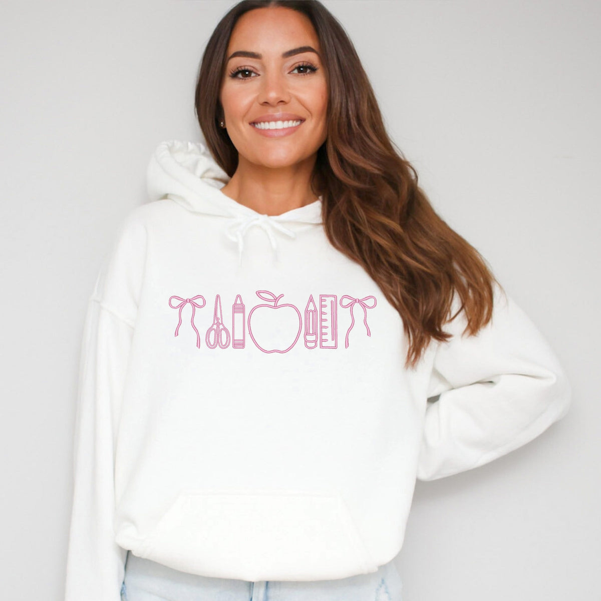 Embroidered Bows School Icons - Women's Graphic Hoodie
