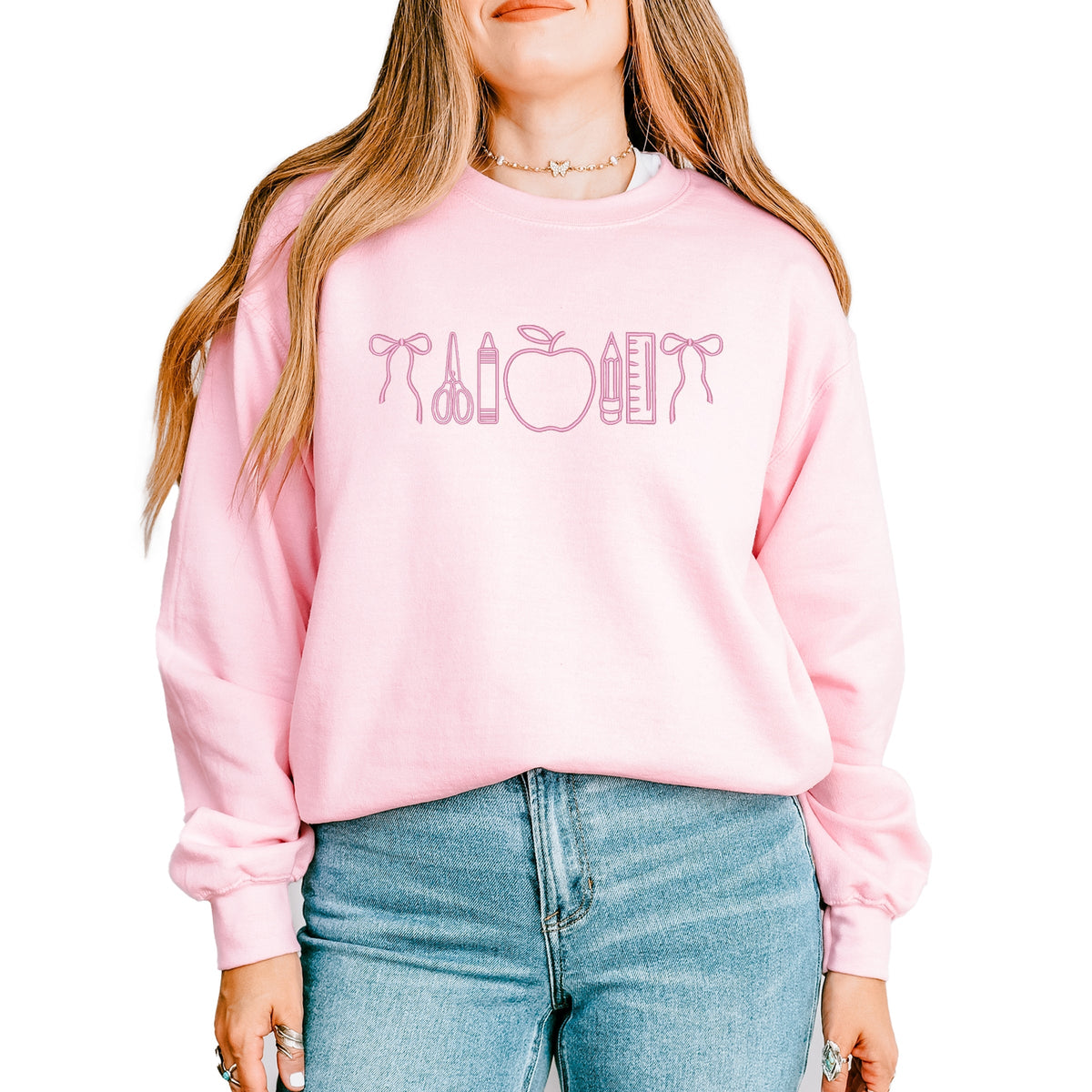 Embroidered Bows School Icons - Women's Graphic Sweatshirt