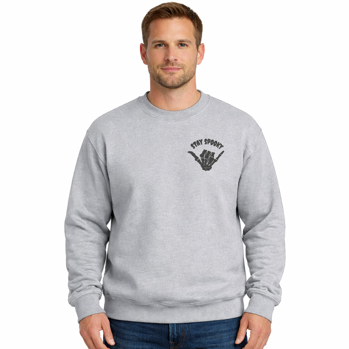 Embroidered Stay Spooky Skeleton Mini - Men's Graphic Sweatshirt