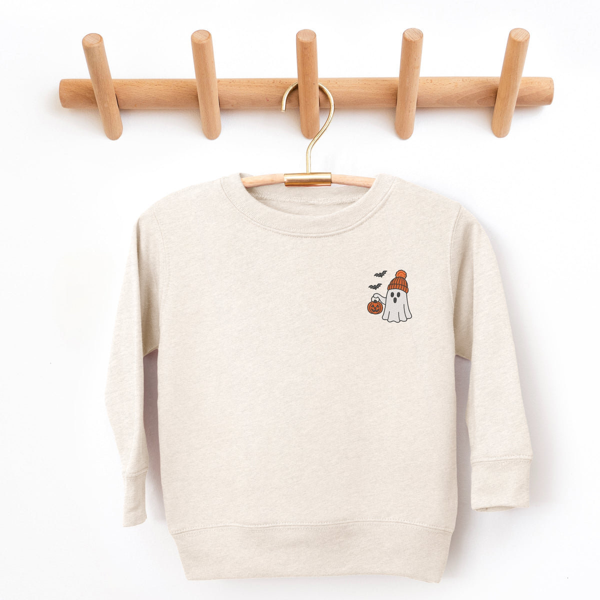 Embroidered Beanie Ghost - Toddler Graphic Sweatshirt
