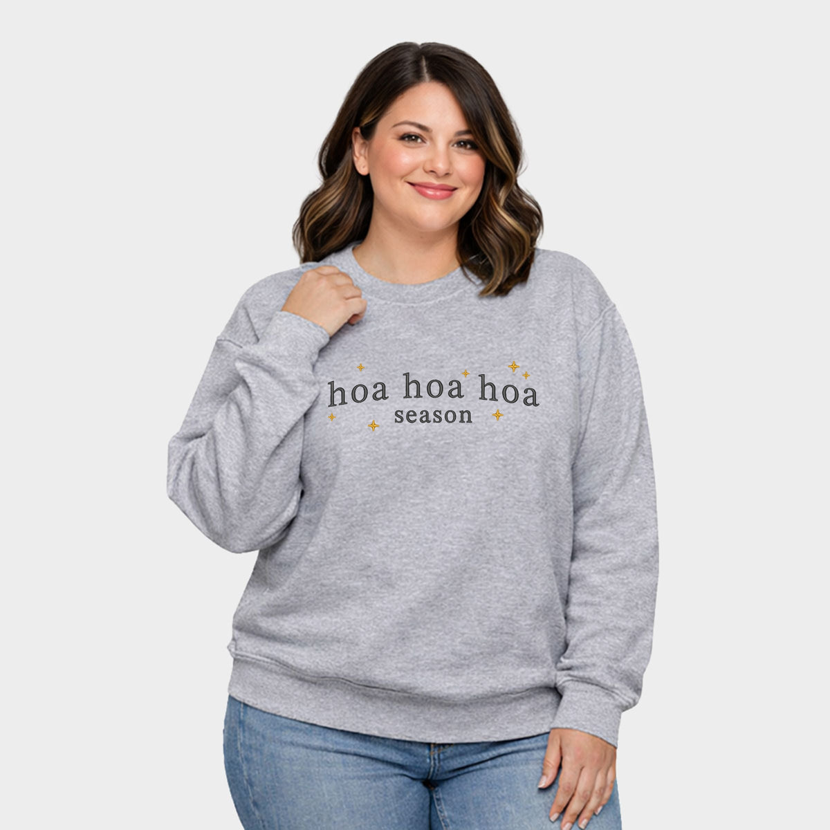 Embroidered Hoa Hoa Hoa Season - Women's Plus Sized Graphic Sweatshirt