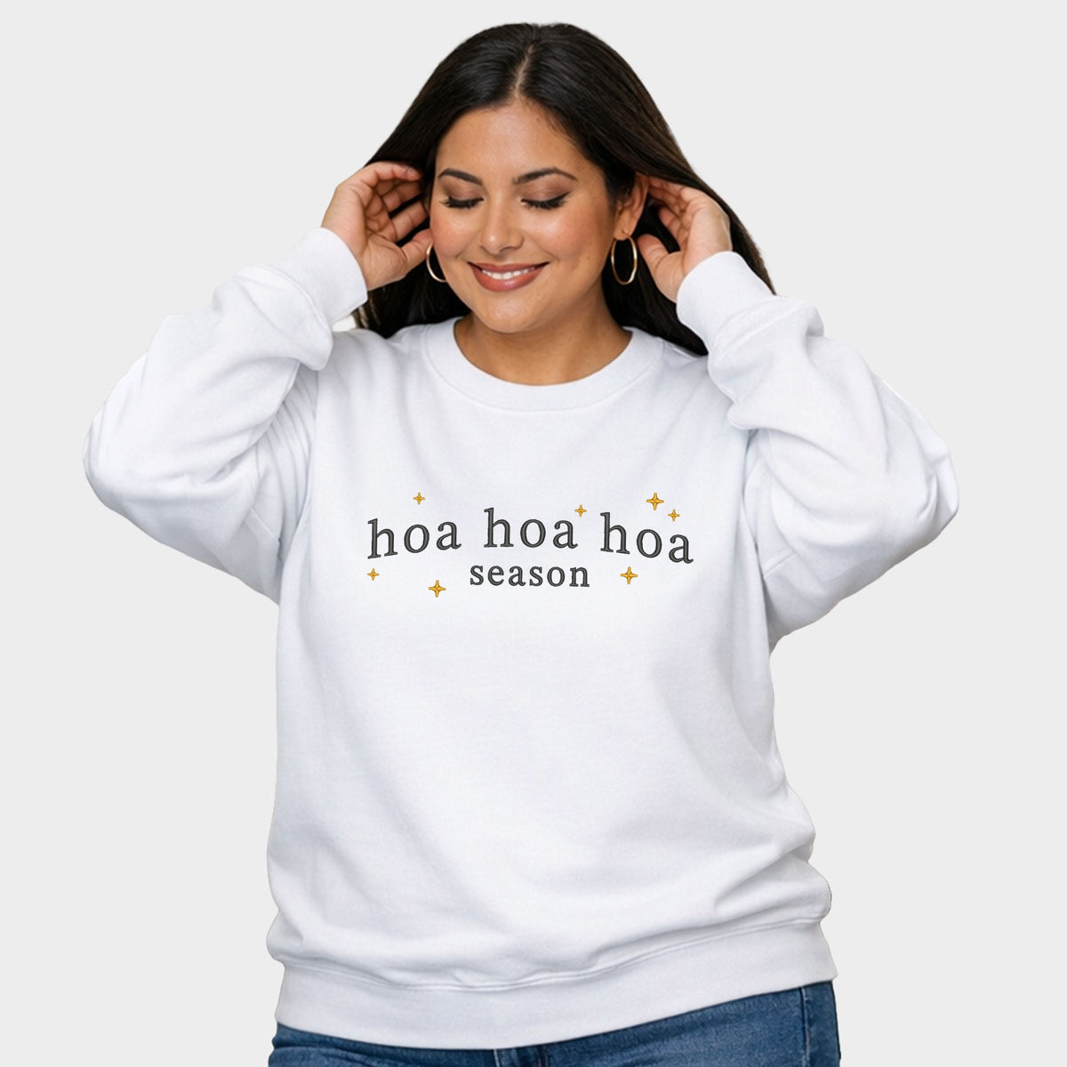 Embroidered Hoa Hoa Hoa Season - Women's Plus Sized Graphic Sweatshirt