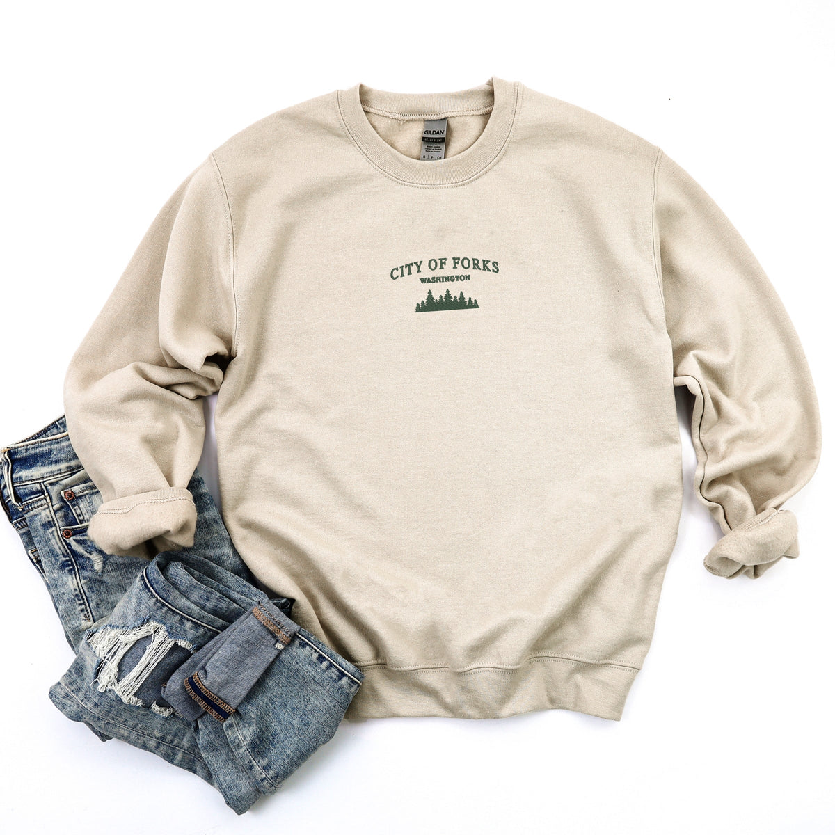 Embroidered City of Forks - Women's Graphic Sweatshirt
