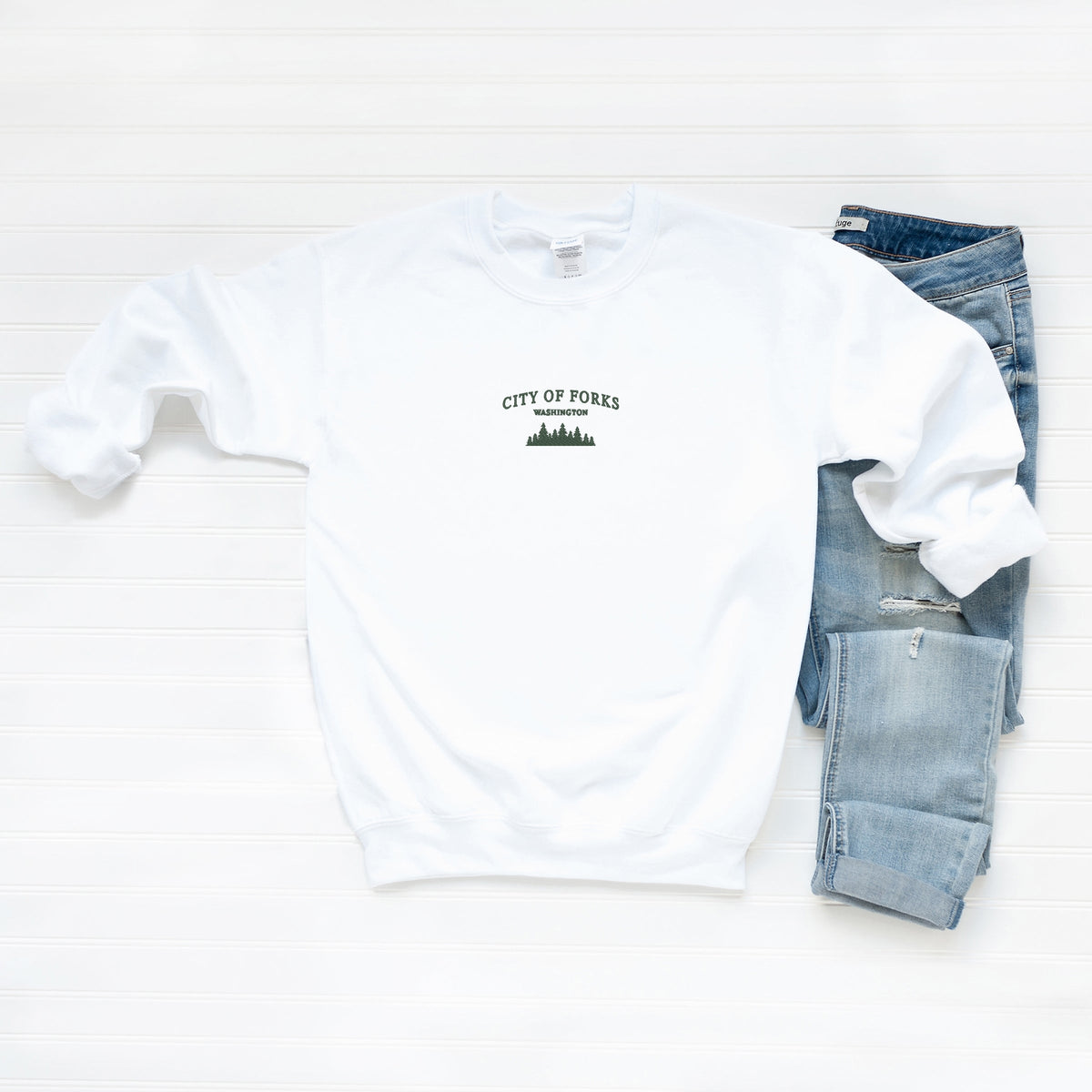 Embroidered City of Forks - Women's Graphic Sweatshirt